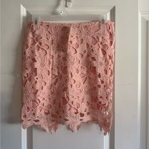 Pink Embellished Cut Out Mini Skirt